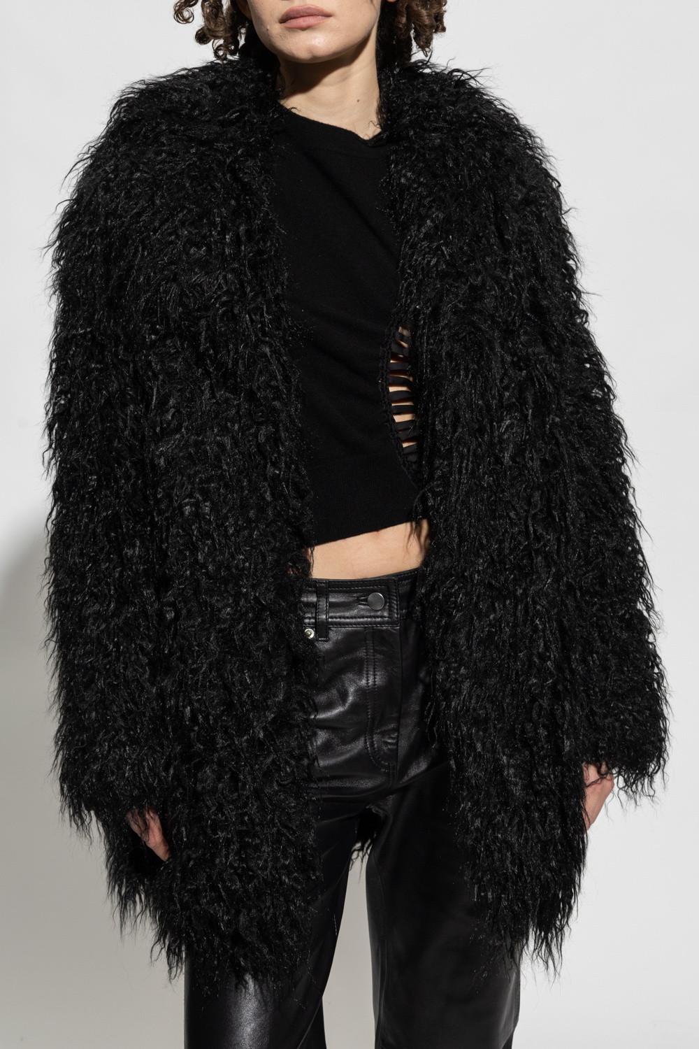 Black 'Janice' faux fur jacket STAND STUDIO